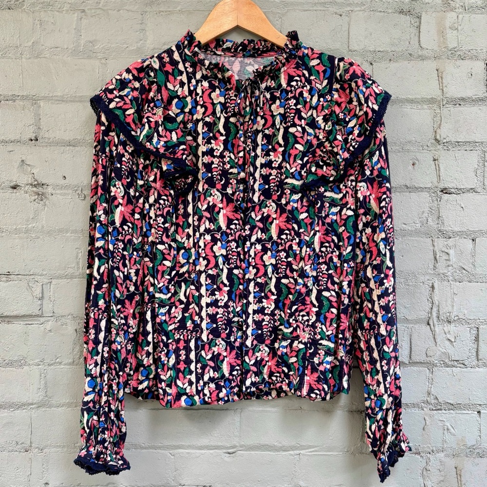 Floral Ruffle Collar Blouse